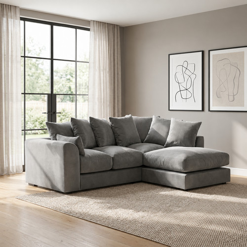 Plush velvet lshape couch - lshape,