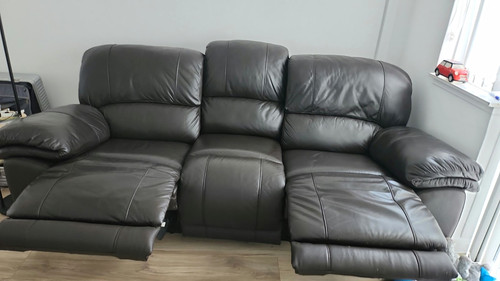 Black leather seater - leather, 3