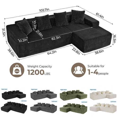 Jumbo cord corner - sofa, suite