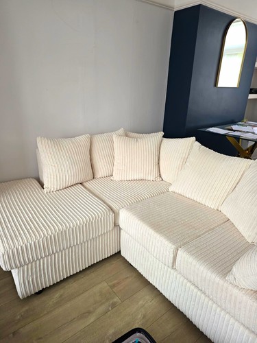 Cream striped corduroy - cream,
