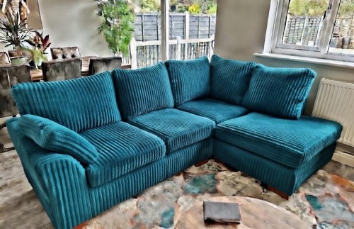 Modern teal blue jumbo - modern, cord