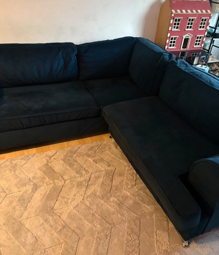 Blue shaped corner sofa - blue,