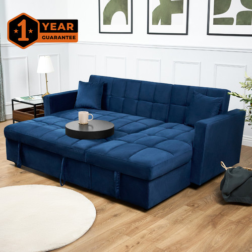 Velvet corner sofa bed with - sofa,