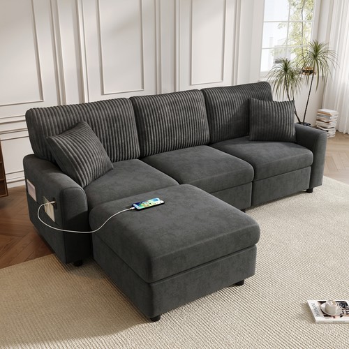 Shaped corner sofa dark grey - corner,