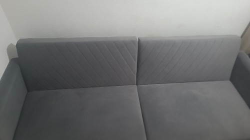 Grey velvet seater - seater, sofa