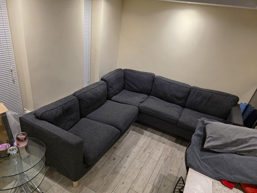 Grey fabric shaped corner - fabric,