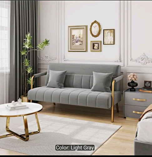 Light grey velvet sofa - grey,